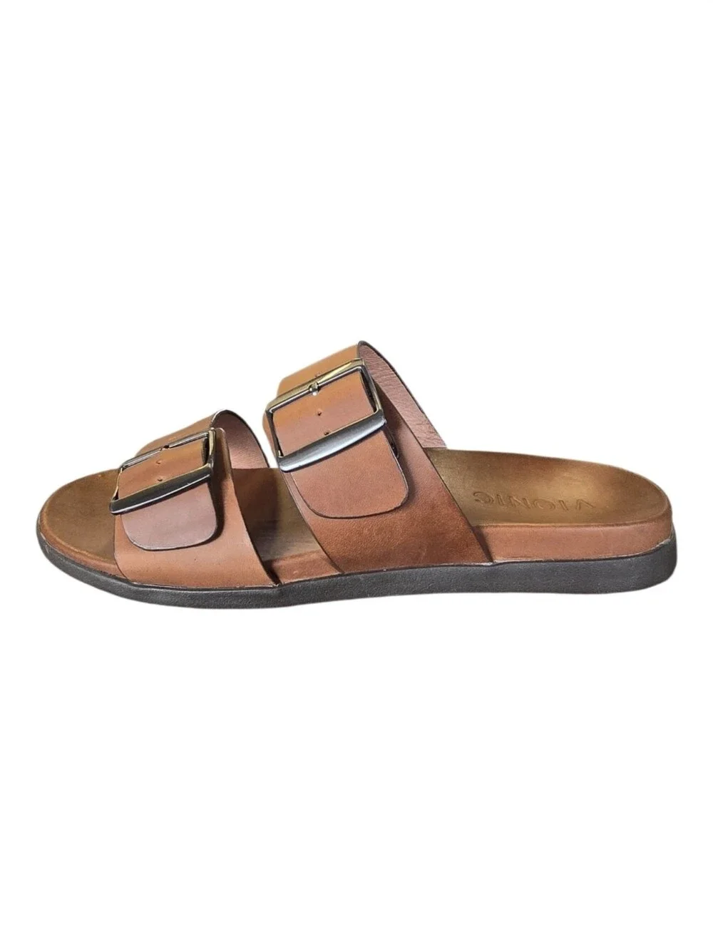 Vionic Charlie Men’s Leather Buckle Slide Sandals